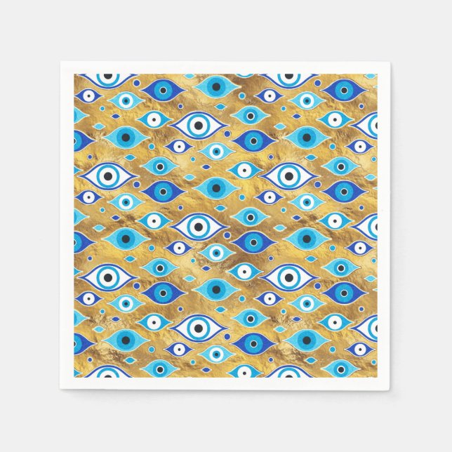 Servilleta De Papel Griego Mati Mataki - Patrón Matiasma Mal Ojo (Anverso)