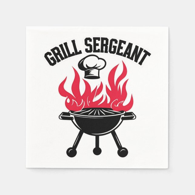 Servilleta De Papel Grill Sargento BBQ Dad Funny Fiesta (Anverso)