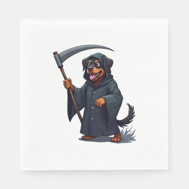 Servilleta De Papel Grim Reaper Rottweiler Dog (Anverso)