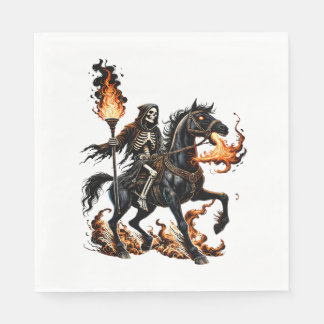 Servilleta De Papel Grim Reaper Skeleton Riding Horse Flames