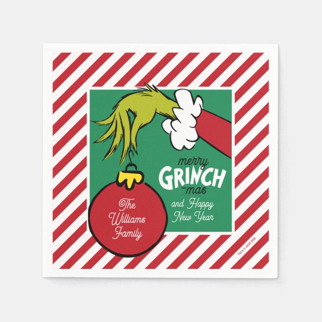 Servilleta De Papel Grinch | Adorno Personalizado (Anverso)