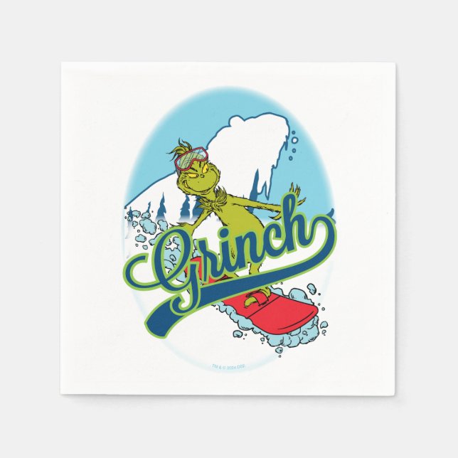 Servilleta De Papel Grinch en snowboarding (Anverso)