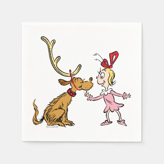 Servilleta De Papel Grinch | Max & Cindy Lou Who (Anverso)