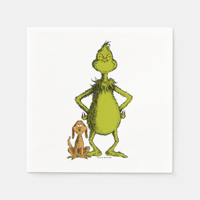 Servilleta De Papel Grinch | Postura de Max y Grinch (Anverso)