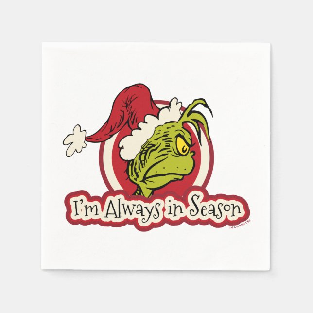 Servilleta De Papel Grinch | Siempre estoy en temporada (Anverso)