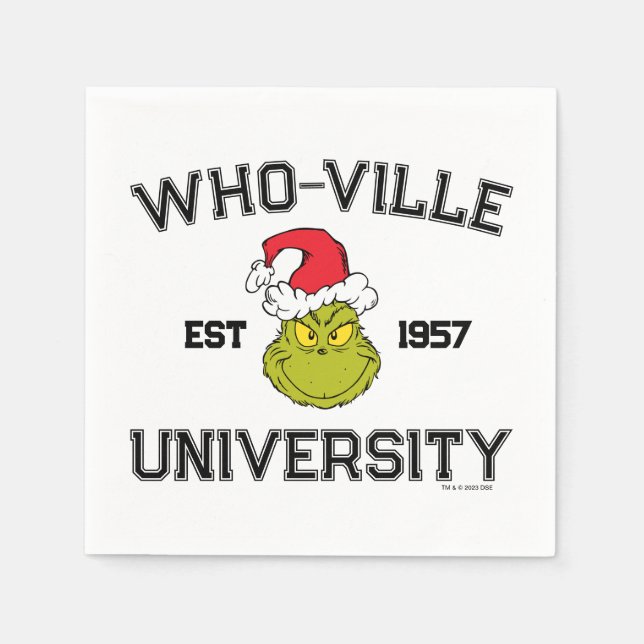 Servilleta De Papel Grinch | Universidad de Who-ville Est 1957 (Anverso)