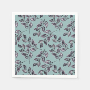 Servilleta De Papel Gris acuarela, ramas negras sobre un turquesa