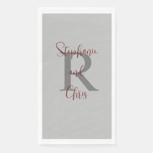 Servilleta De Papel Gris Burgundy Nombre Monograma Papel Toalla Invita