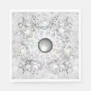 Servilleta De Papel Gris de encaje cerámico y copo de nieve