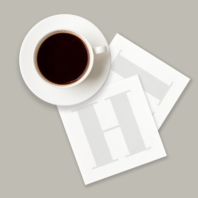 Servilleta De Papel Gris de luz neutra inicial de monograma grande (Subido por el creador)