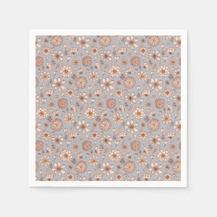 Servilleta De Papel Gris de patrón floral sin soldadura