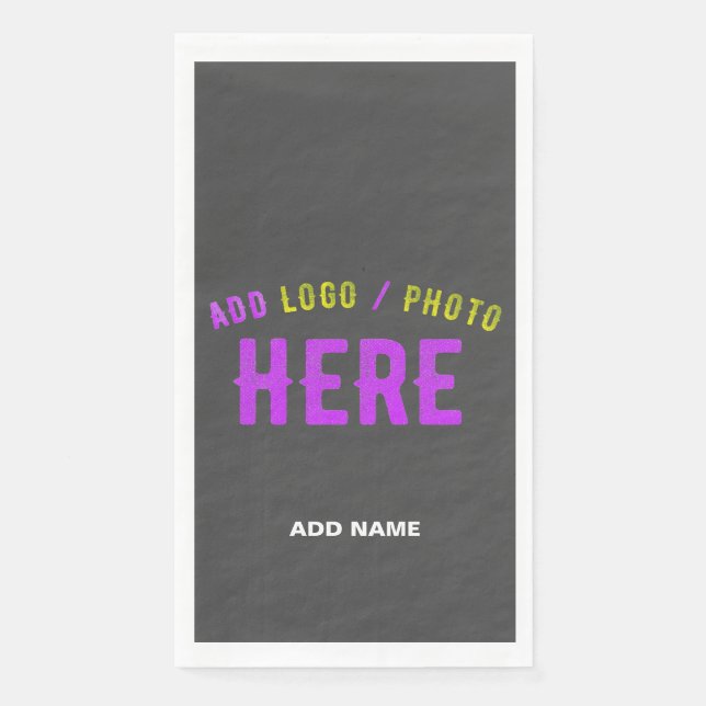 SERVILLETA DE PAPEL GRIS DE PERSONALIZABLE MODERNO ELEGANTE VERIFICADO (Anverso)