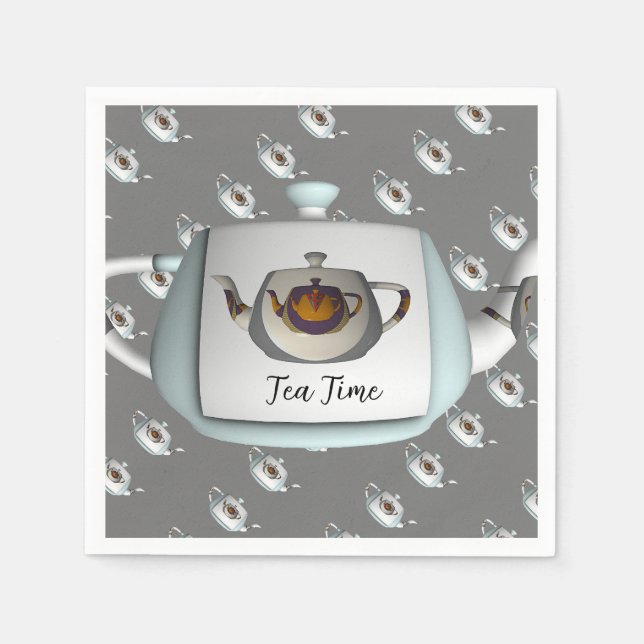 Servilleta De Papel Gris de tetera de té (Anverso)