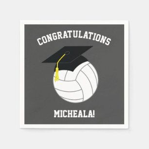 Servilleta De Papel Gris deportivo de graduación de voleibol