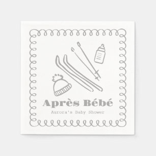 Servilleta De Papel Gris Hand Drawn Après Bébé Baby Shower