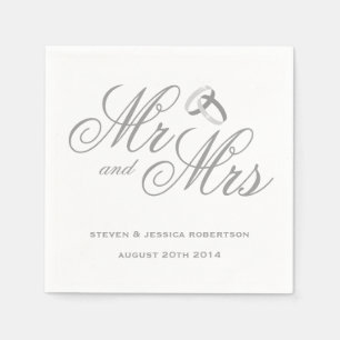 Servilleta De Papel Gris lindo Sr. y Sra. papel bodas servilletas