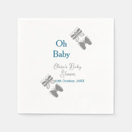 Servilleta De Papel Gris mariposa azul bebé ducha oh bebé ext moderno