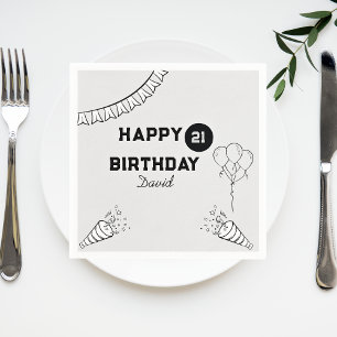 Servilleta De Papel Gris moderno Feliz cumpleaños a cualquier año Pers
