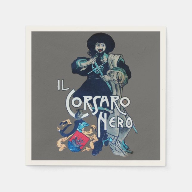 Servilleta De Papel Gris NEGRO CORSARIO (Anverso)