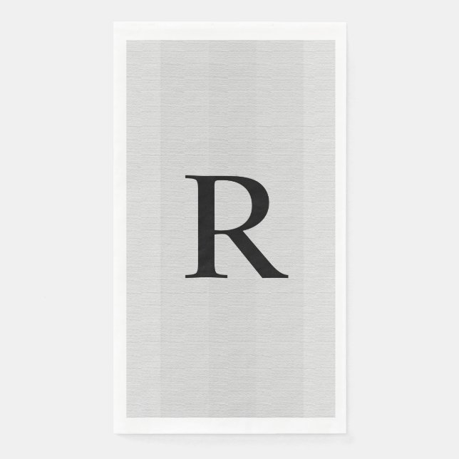 Servilleta De Papel Gris neutro texturado monogramado (Anverso)