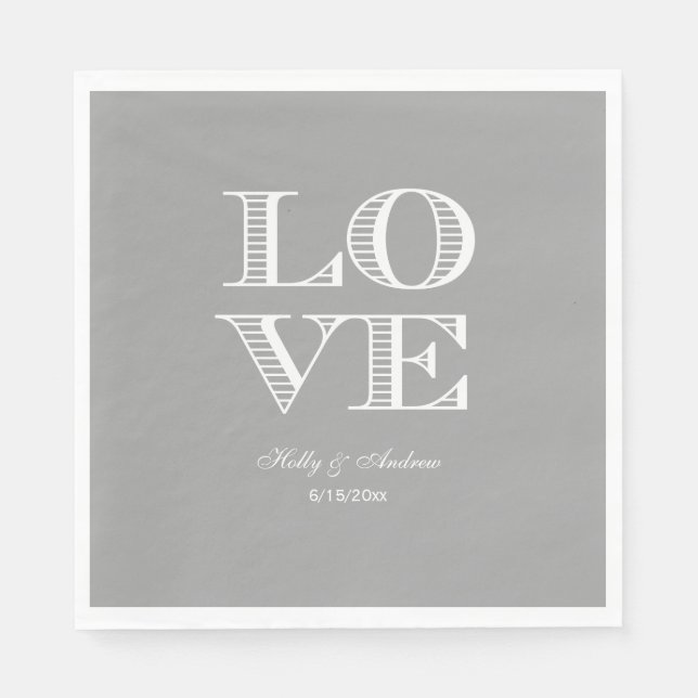 Servilleta De Papel Gris oscuro, servilletas blancas de amor (Anverso)