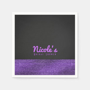 Servilleta De Papel Gris Purpura Moderno Glam Purpurina Elegante Chic