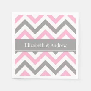 Servilleta De Papel Gris Rosa Gris Blanco LG Chevron Nombre Gris Monog