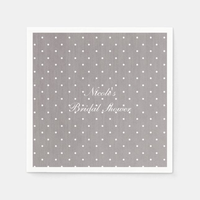 Servilleta De Papel Gris y Blanco Pequeños Lunares Moderno Chic (Anverso)