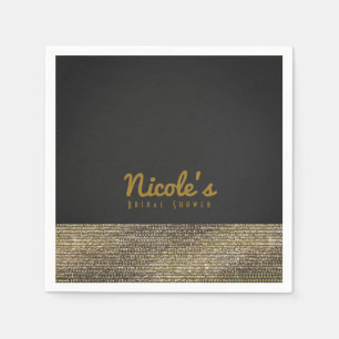 Servilleta De Papel Gris y dorado glam moderno lentejuelas chic elegan