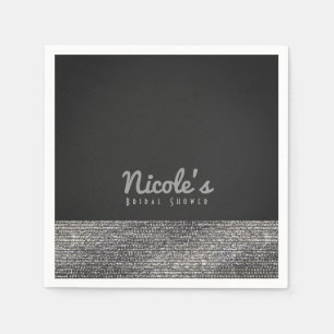 Servilleta De Papel Gris y Plata Secuencias de Glam Moderno Moda elega