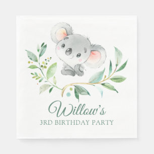 Servilleta De Papel Gris y verde partido de cumpleaños Koala Neutral