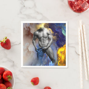 Servilleta De Papel Grito de la figura muscular masculina en escala de