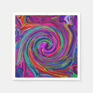 Servilleta De Papel Groovy Abstracto Retro Magenta Oscuro Remolino de