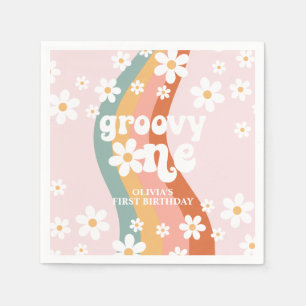 Servilleta De Papel Groovy arcoiris retro una margarita