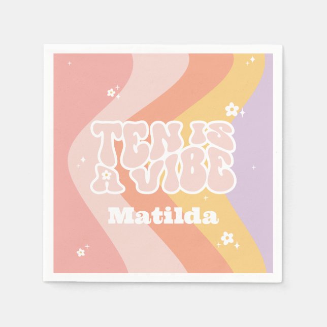 Servilleta De Papel groovy arcoíris ten es un vibe retro daisy cool de (Anverso)