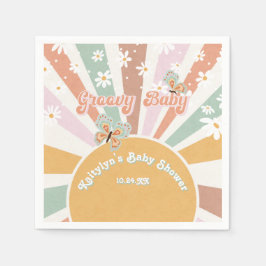 Servilleta De Papel Groovy Baby Daisies Retro 70 Hippie Sunshine Chica