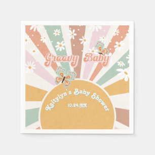 Servilleta De Papel Groovy Baby Daisies Retro 70 Hippie Sunshine Chica