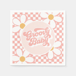 Servilleta De Papel Groovy Baby Pink Daisy Checker