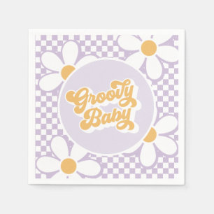 Servilleta De Papel Groovy Baby Purple Daisy Checker