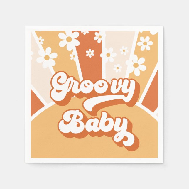 Servilleta De Papel Groovy Baby Retro Sunshine Baby Shower (Anverso)