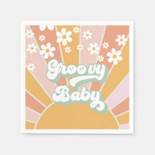 Servilleta De Papel Groovy Baby Retro Sunshine Fiesta de Bebé Hippie