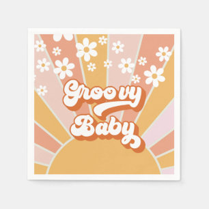 Servilleta De Papel Groovy Baby Retro Sunshine Fiesta de Bebé Hippie