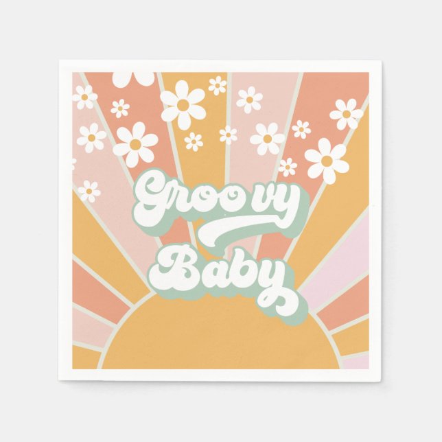 Servilleta De Papel Groovy Baby Retro Sunshine Hippie Baby Shower (Anverso)