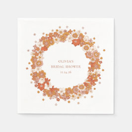 Servilleta De Papel Groovy Boho Naranja Despedida de Soltera Floral Pe