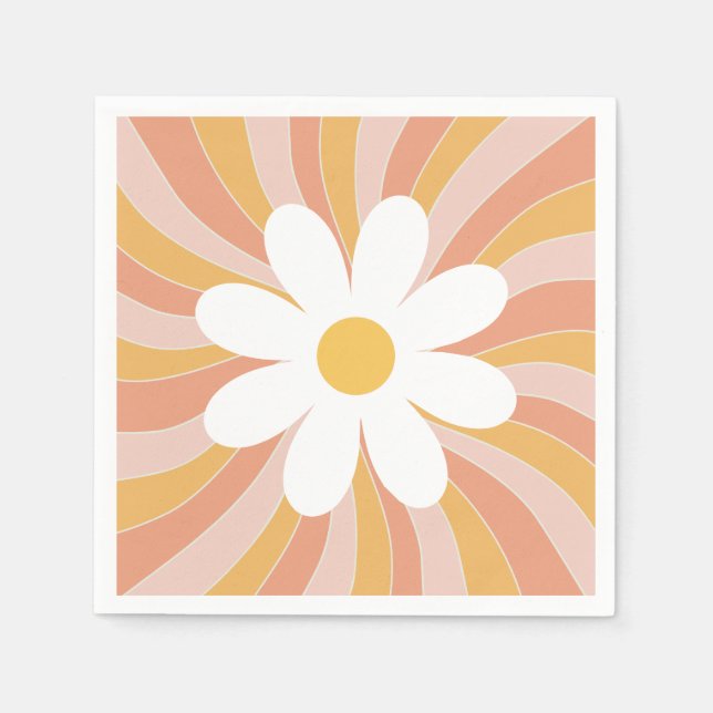 Servilleta De Papel Groovy Boho Retro Daisy Sunshine (Anverso)