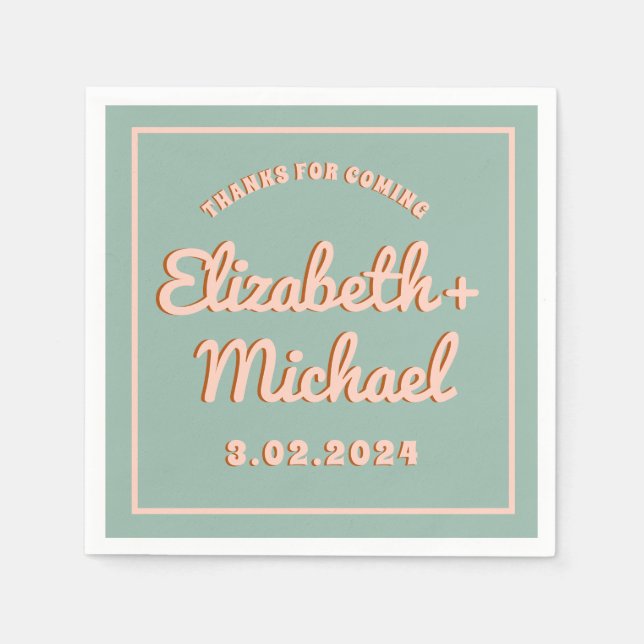 Servilleta De Papel Groovy Bold Blue Pink Funky (Anverso)