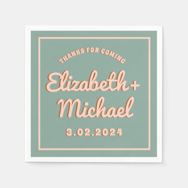 Servilleta De Papel Groovy Bold Blue Pink Funky (Anverso)