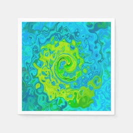 Servilleta De Papel Groovy Chartreuse y Aquamarine Liquid Swirl