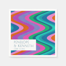 Servilleta De Papel Groovy Colorful Green Purple Retro Personalizado