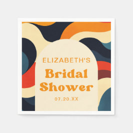 Servilleta De Papel Groovy Colorido Retro Ondulado Boho Despedida de S